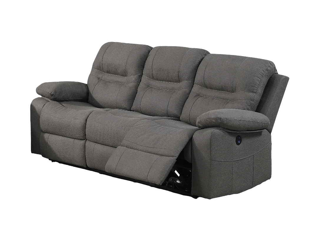 1pc Power Reclining Sofa Built In USB Port Pillow Arms Supportive Headrest Slate Blue Finish Primary Living Room Furniture
