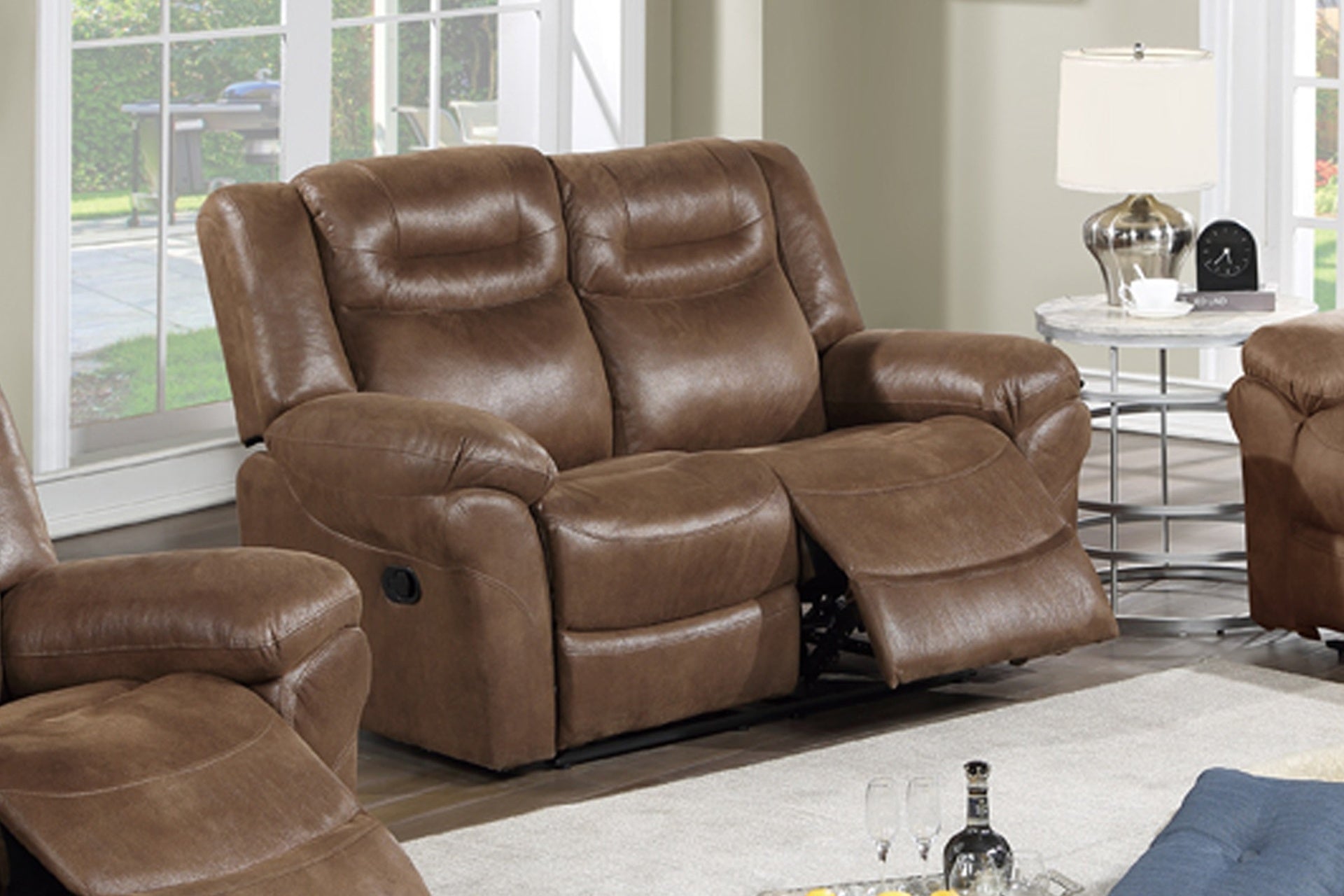 Modern Style 1pc Power Reclining Loveseat Built In USB Port Fully Upholstered Pillow Arms And Headrest Brown Finish Primary Living Room Furniture