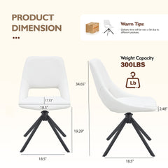 Dining Chairs Set of 4, Comfortable Swivel Dining Room Chair, Metal Kitchen Chairs with GoldMesh Scratch-Resistant Leather and High Back (White, Set of 4)