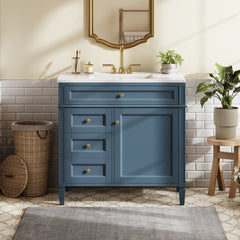 36'' Bathroom Vanity with Top Sink, Modern Bathroom Storage Cabinet with 2 Drawers and a Tip-out Drawer, Single Sink Bathroom Vanity