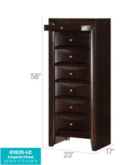 Marilla G1525-LC 7 Drawer Lingerie Chest , Cappuccino