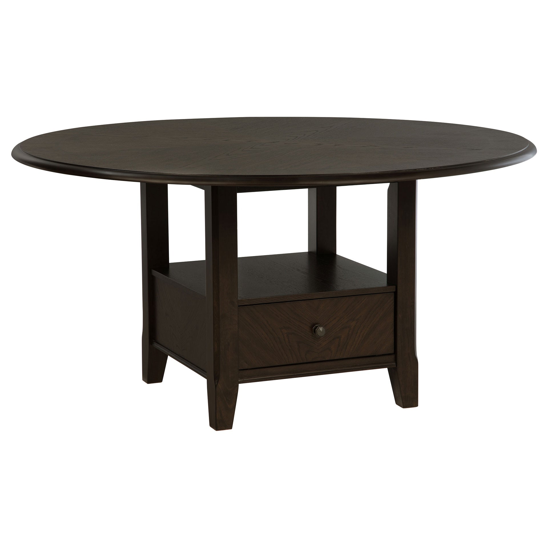 Fulton Dark Cocoa Round Dining Table with Drawer