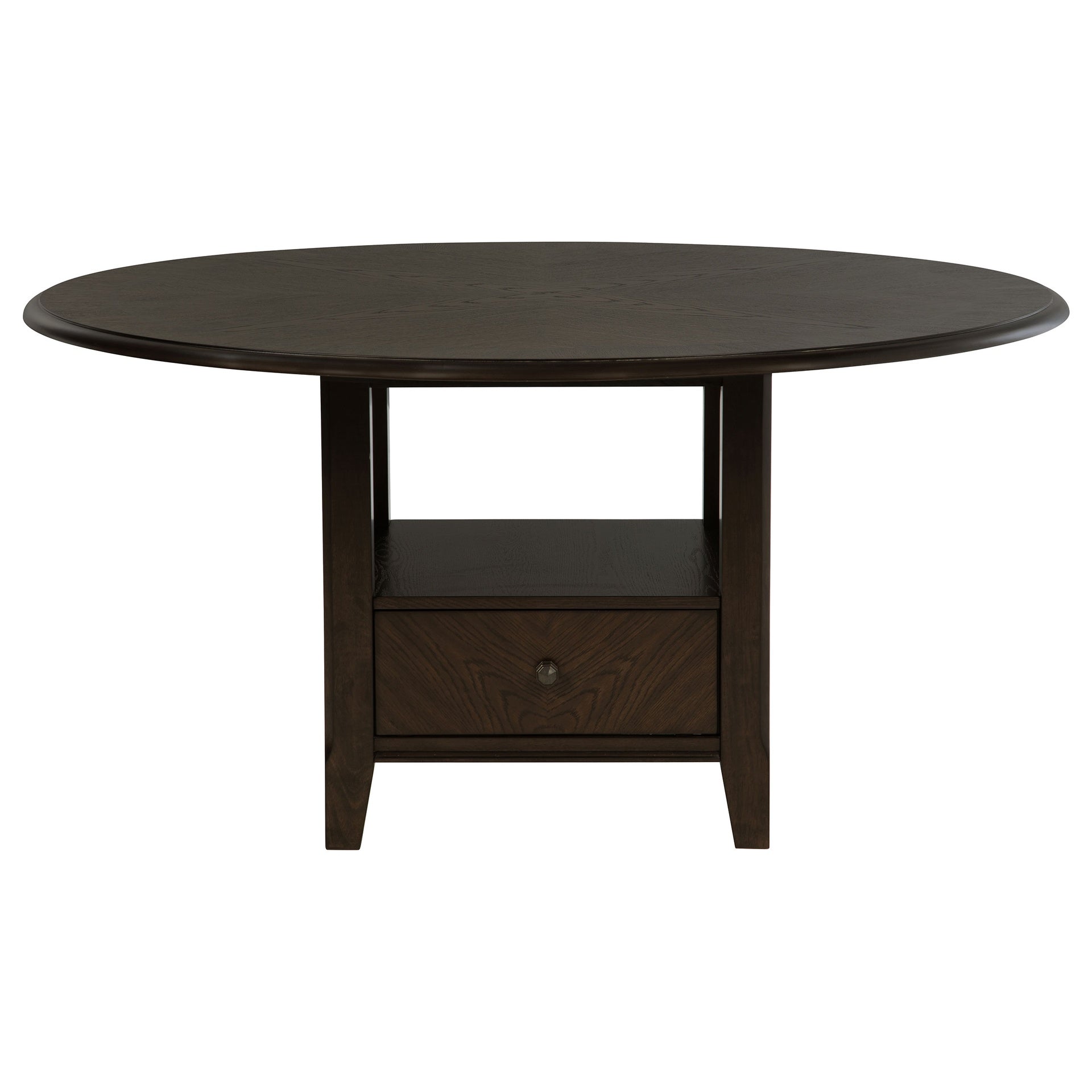 Fulton Dark Cocoa Round Dining Table with Drawer