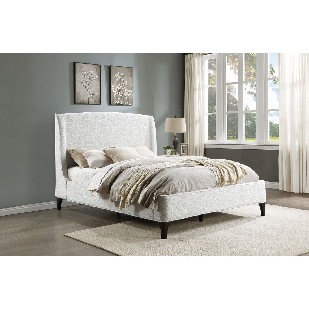 Theodore Snow Upholstered Queen Wingback Bed