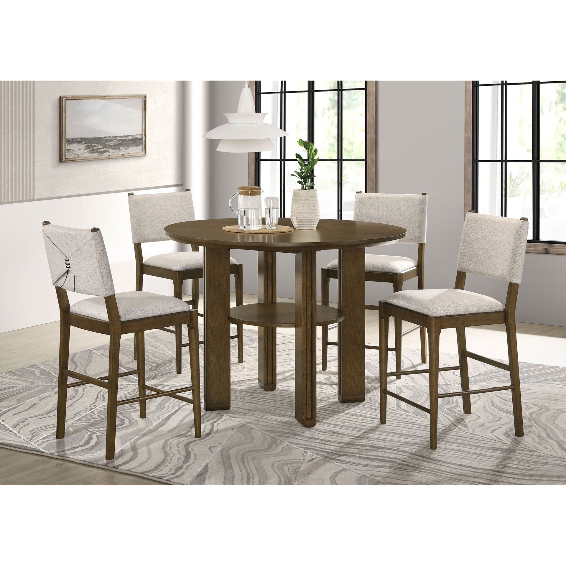 Crispin Brown 5-piece Round Counter Height Dining Room Set