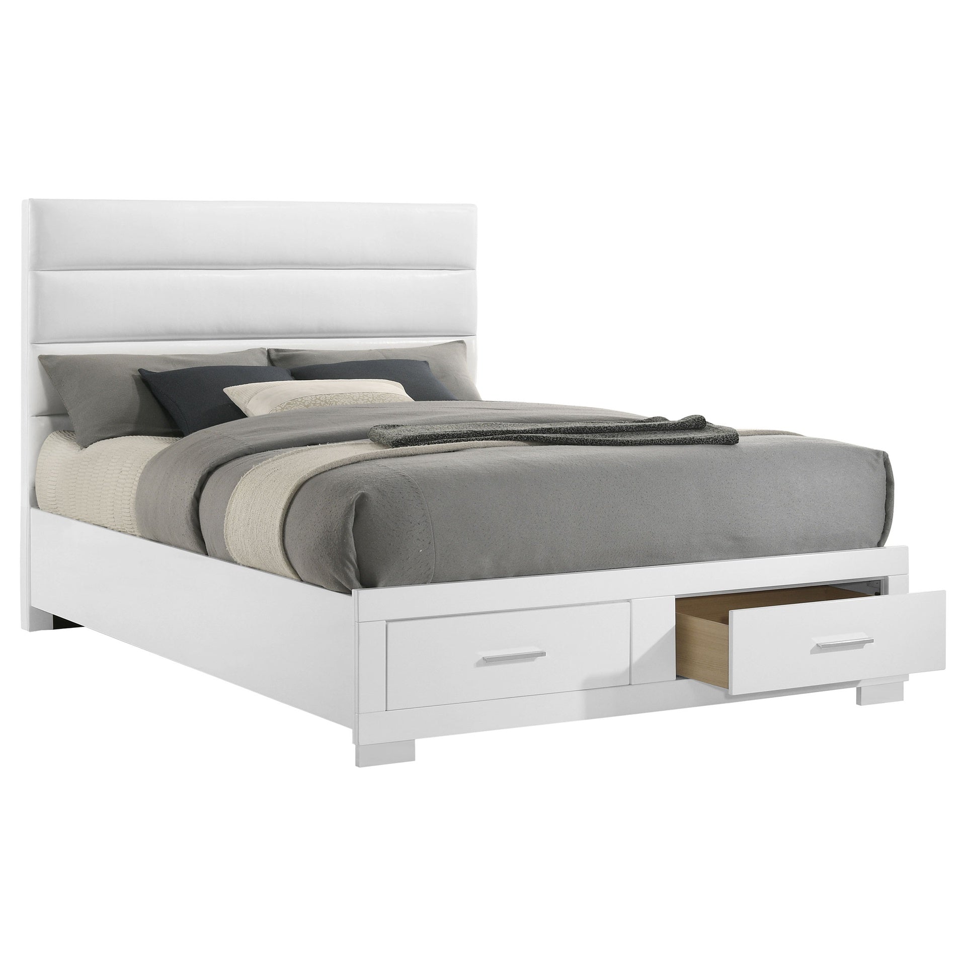 Dulcey White High Gloss Eastern King Storage Bed