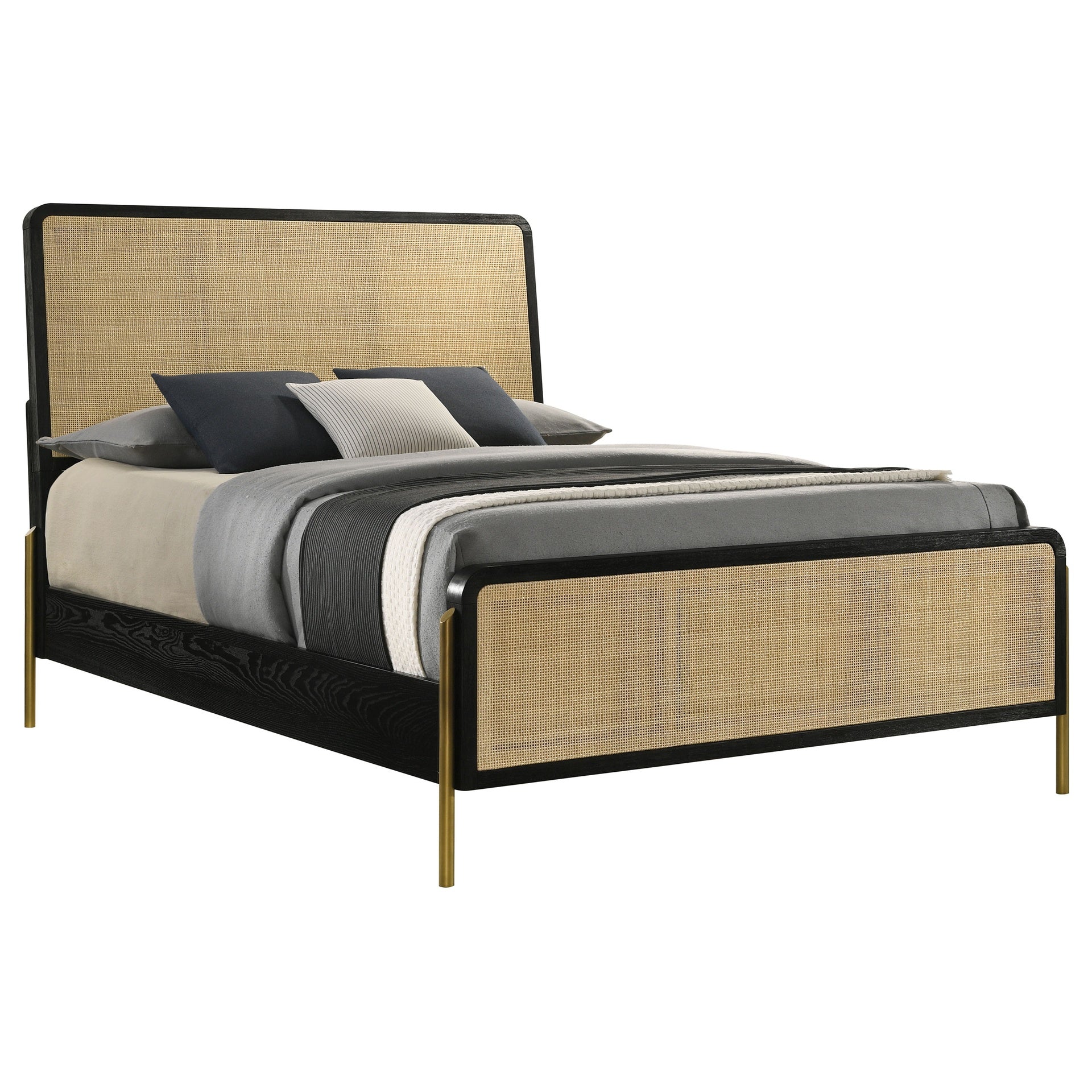 Anser Black and Natural Woven Eastern King Rattan Bed