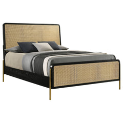 Anser Black and Natural Woven Rattan Queen Bed