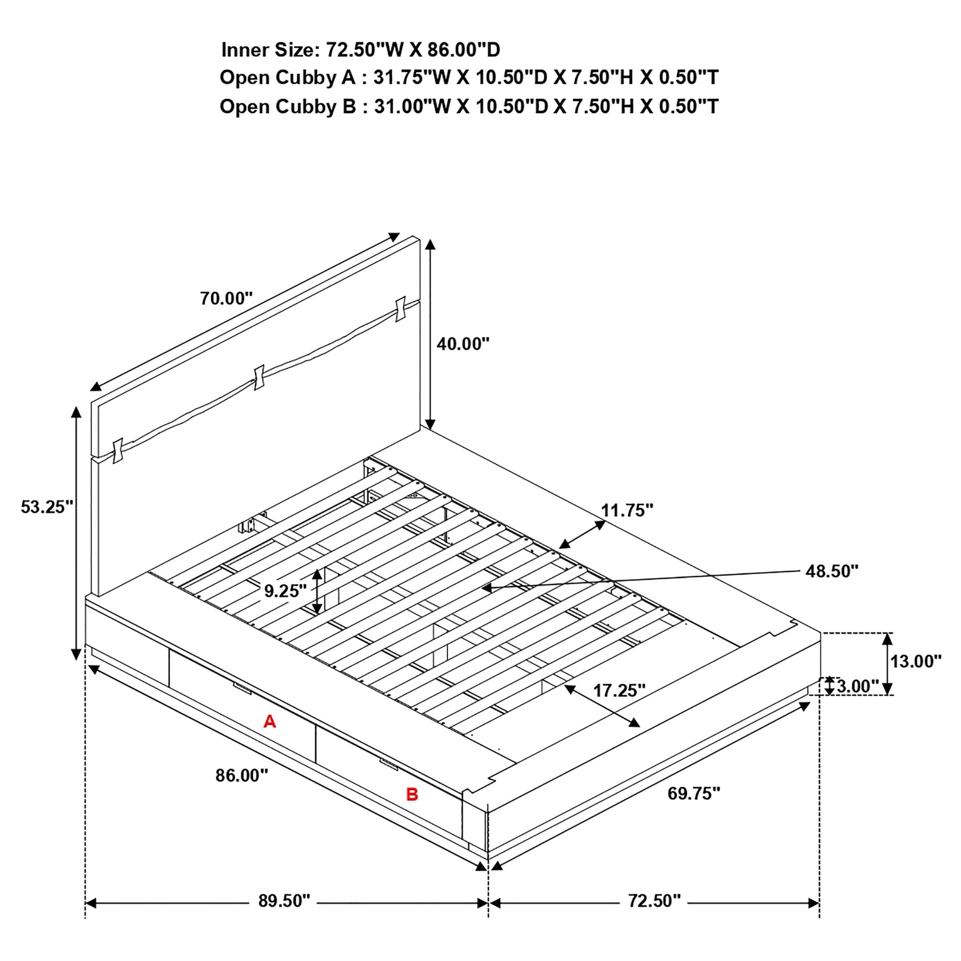 Mallory Smokey Walnut Queen Storage Platform Bed