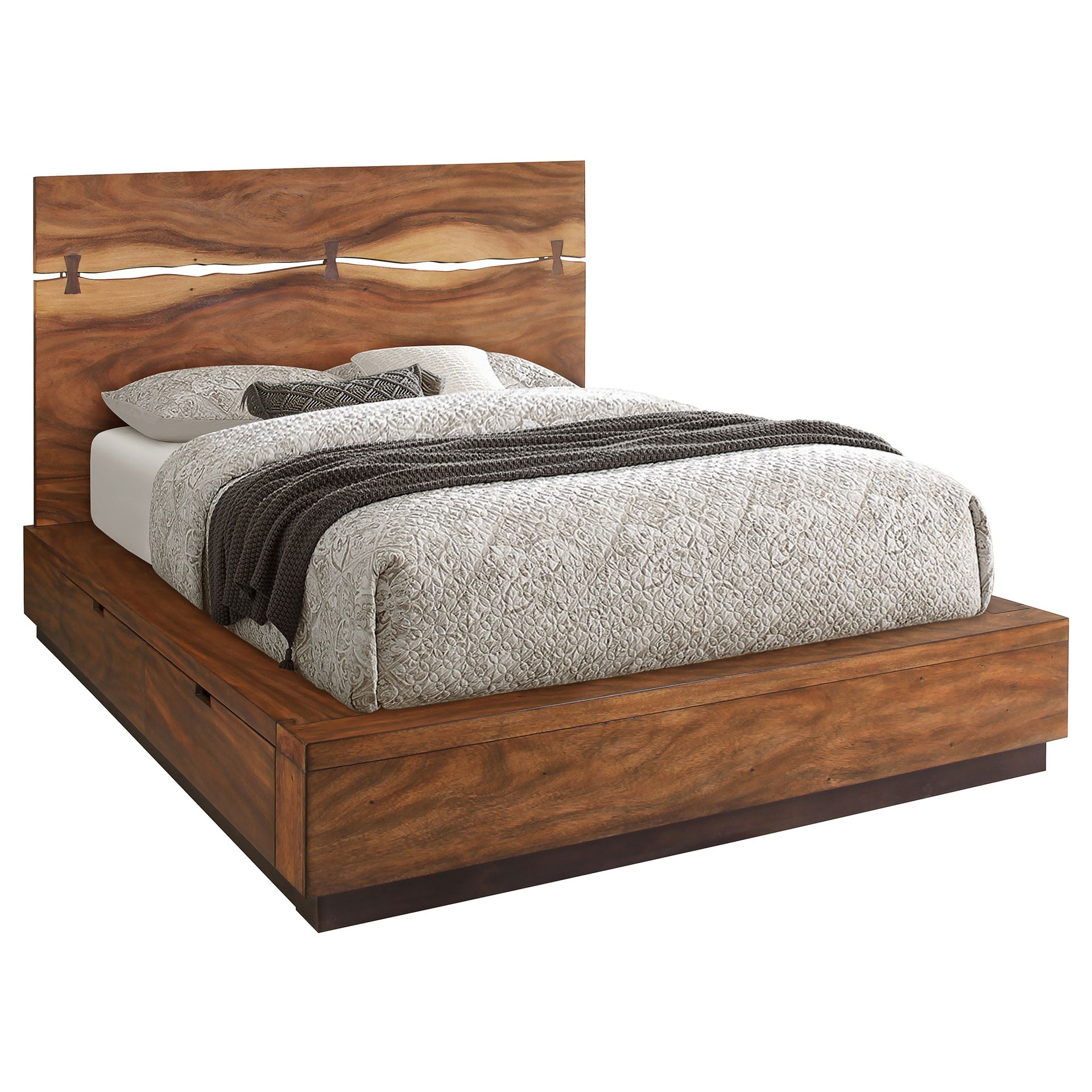 Mallory Smokey Walnut Queen Storage Platform Bed