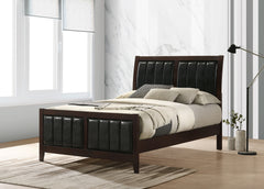 Cappuccino and Black Tufted Full Panel Bed