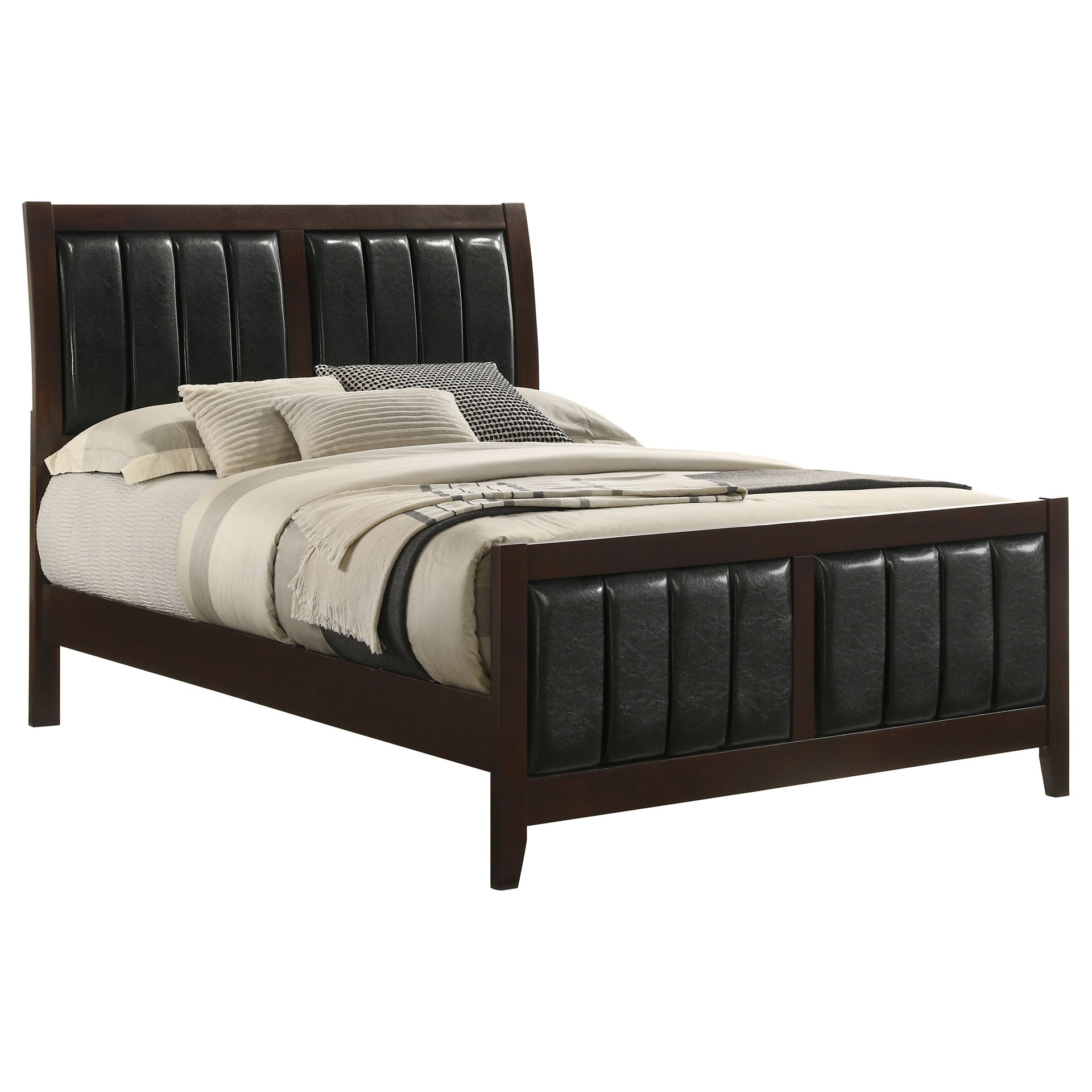 Cappuccino and Black Tufted Full Panel Bed