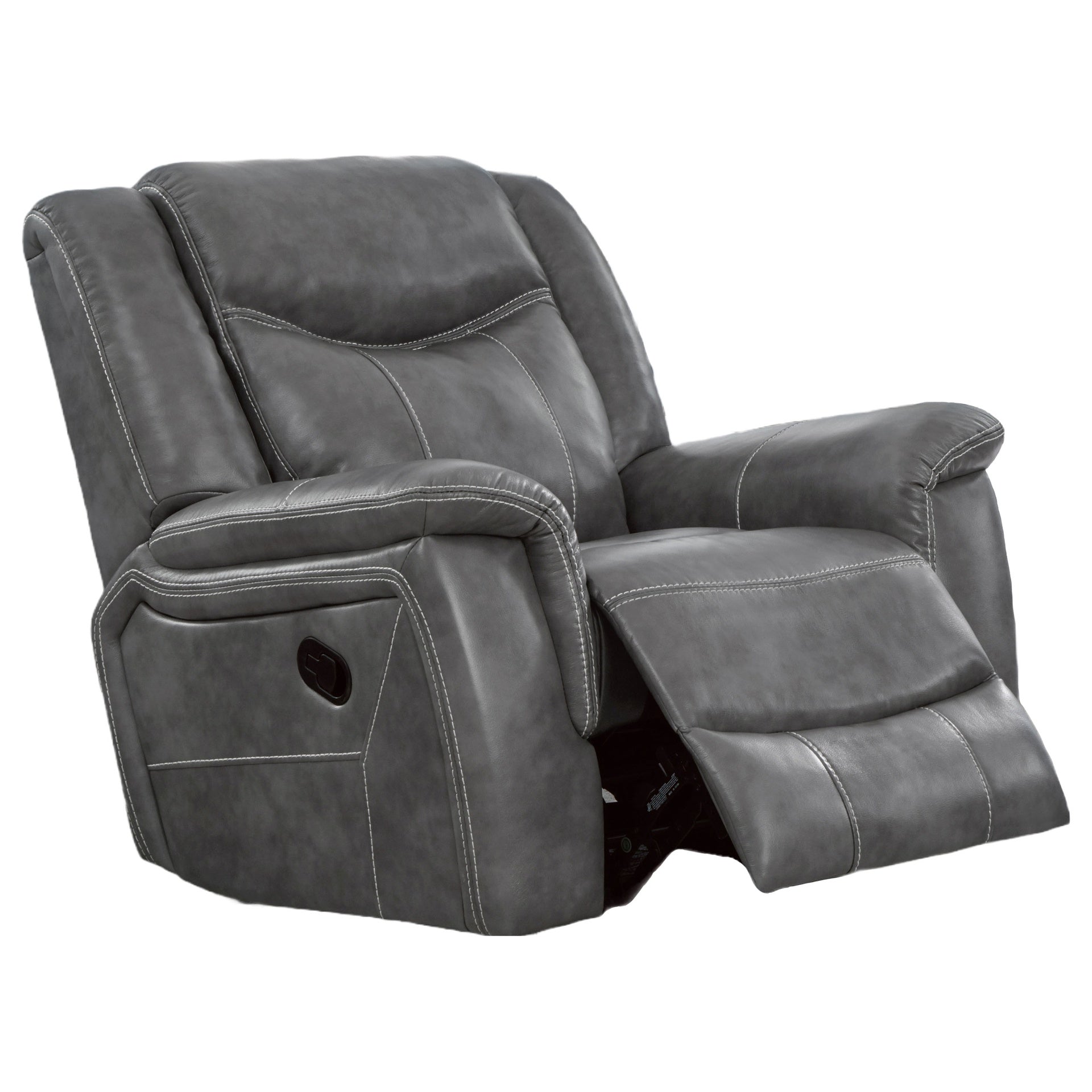 Encino Grey Upholstered Padded Arm Glider Recliner