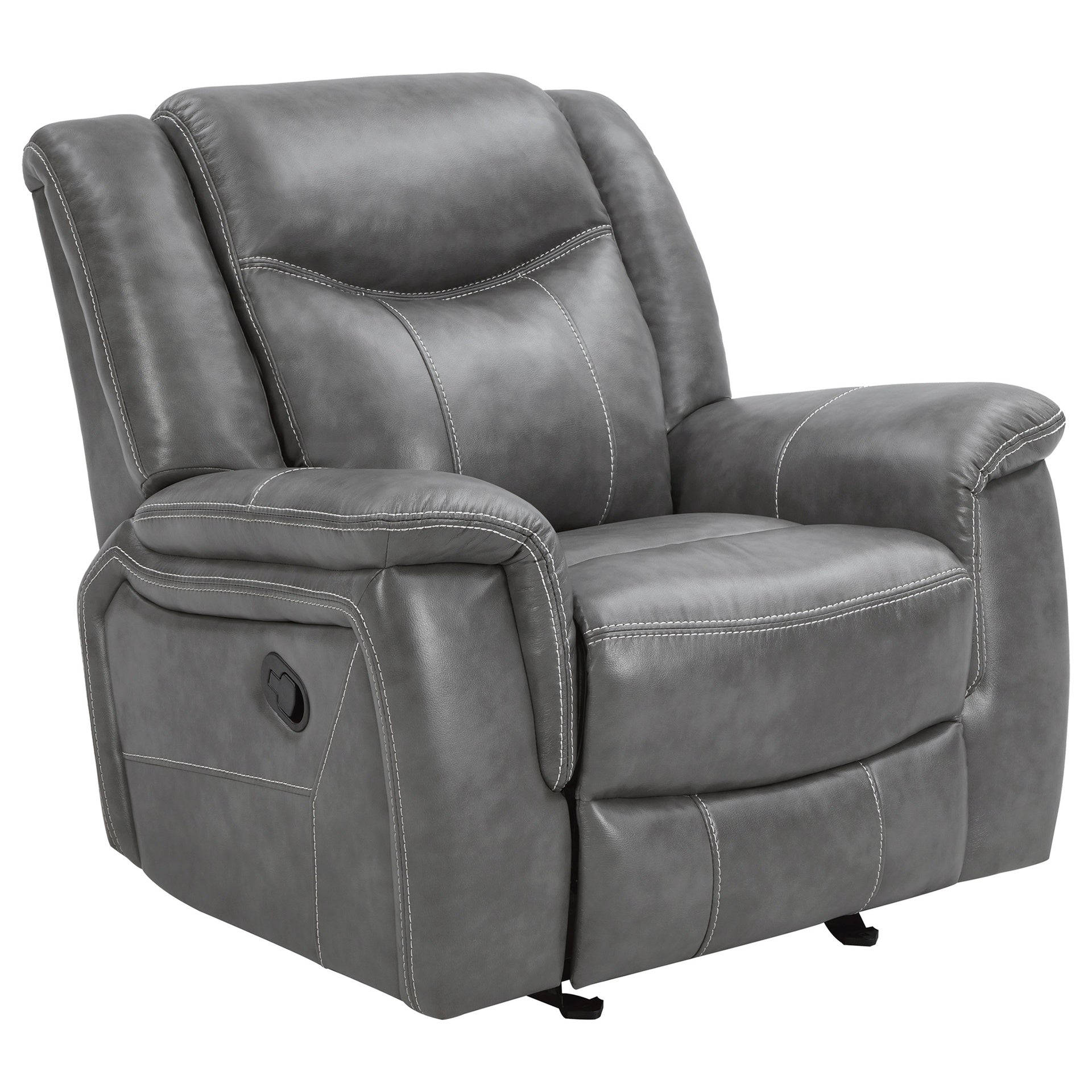 Encino Grey Upholstered Padded Arm Glider Recliner