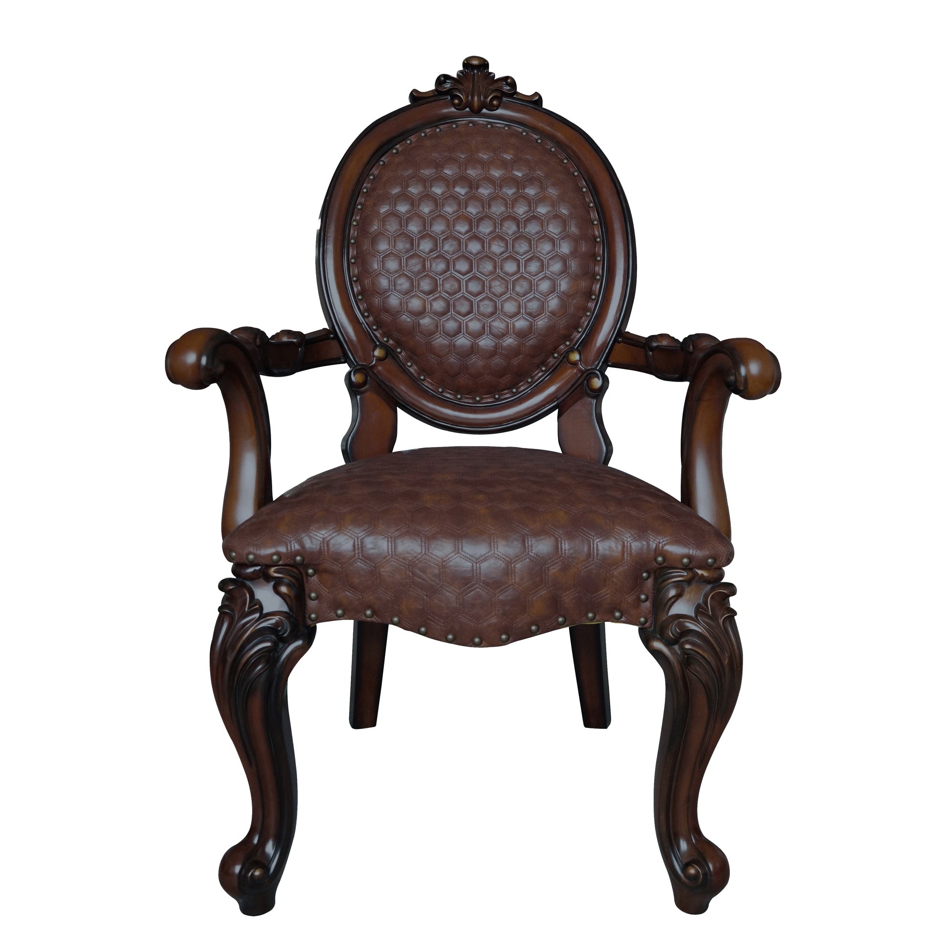 Brown and Cherry Arm Chair with Nailhead Trim (Set of 2)