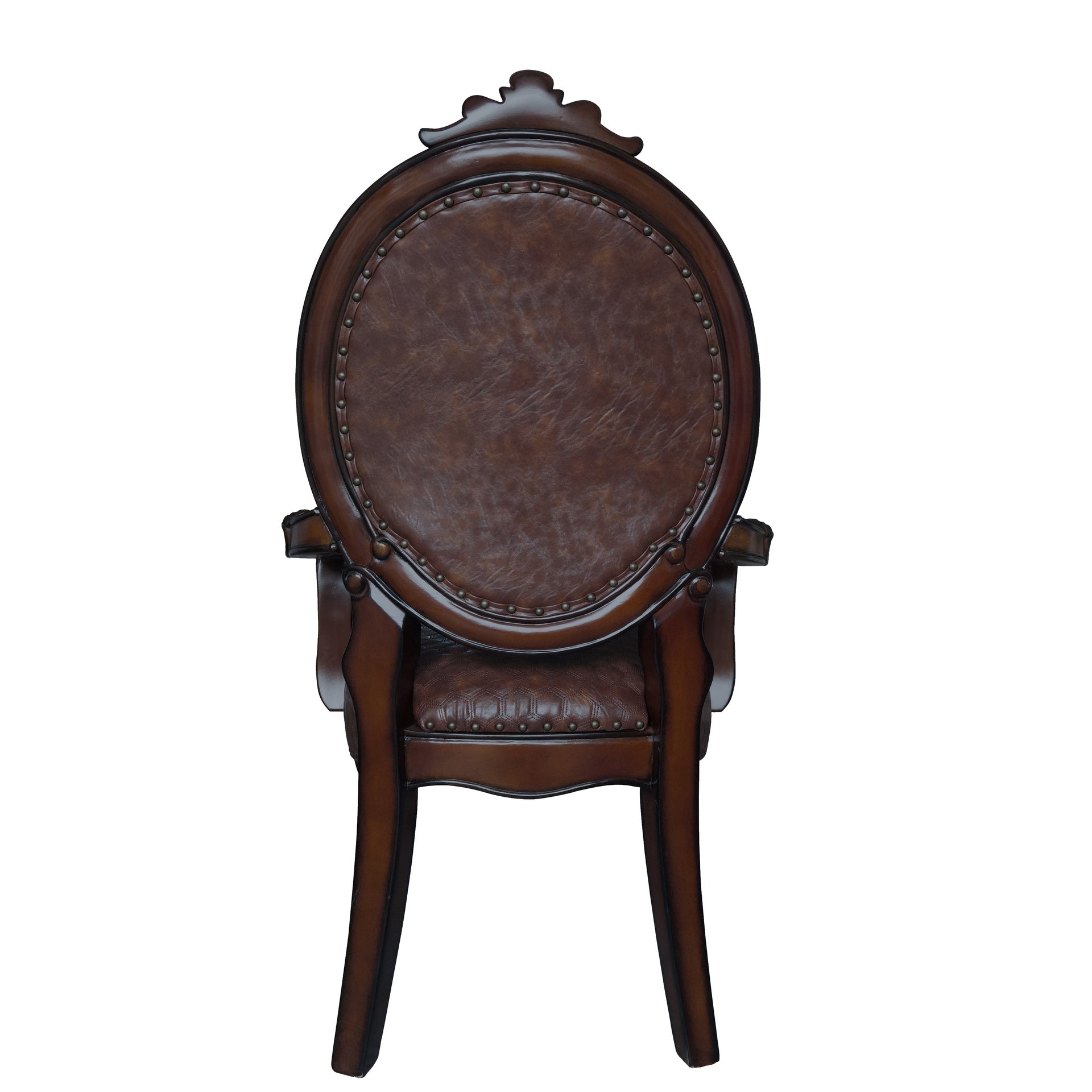 Brown and Cherry Arm Chair with Nailhead Trim (Set of 2)