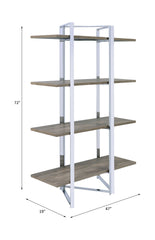 Natural and Chrome 4-Shelf Bookshelf