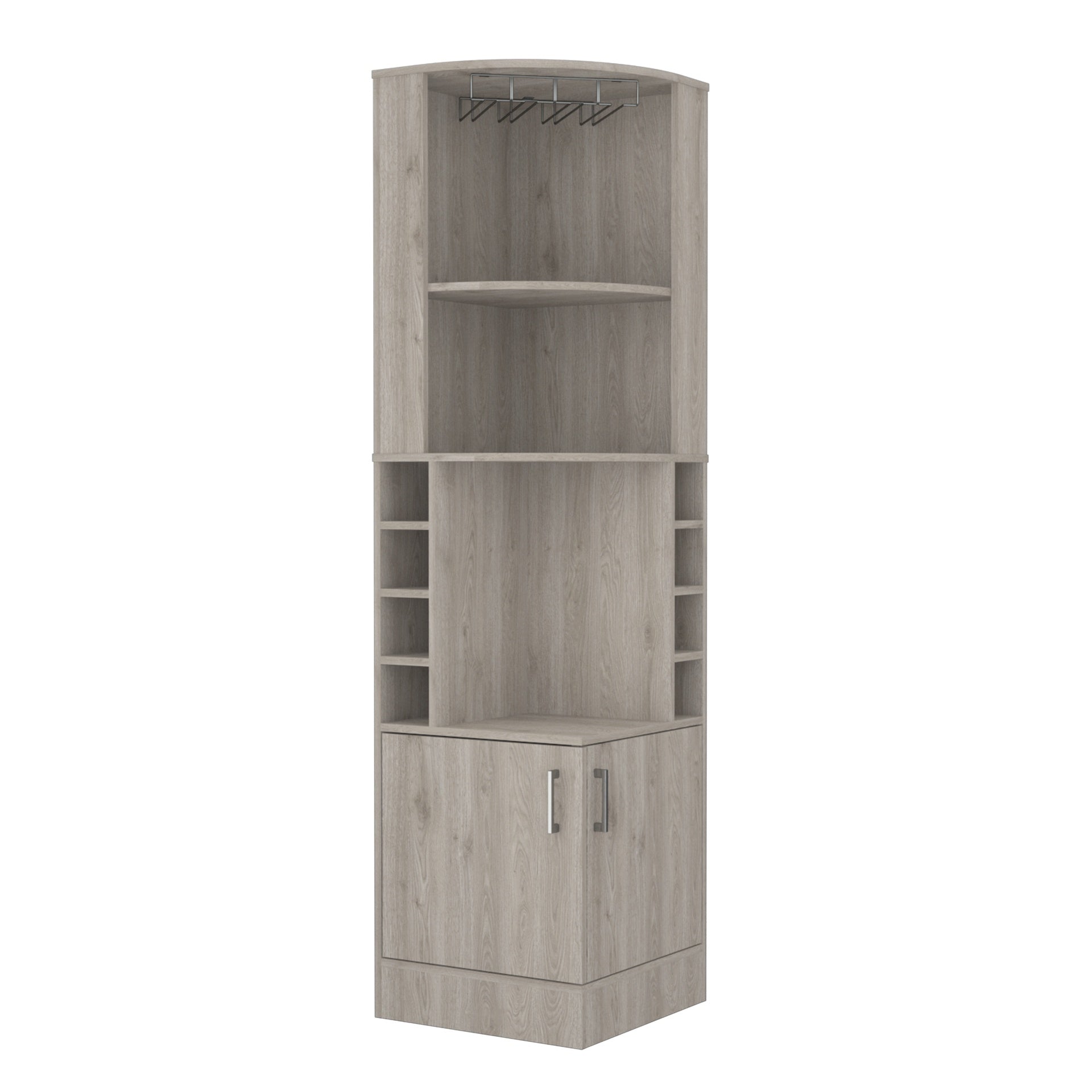 Light Gray 8-Bottle 2-Shelf Bar Cabinet