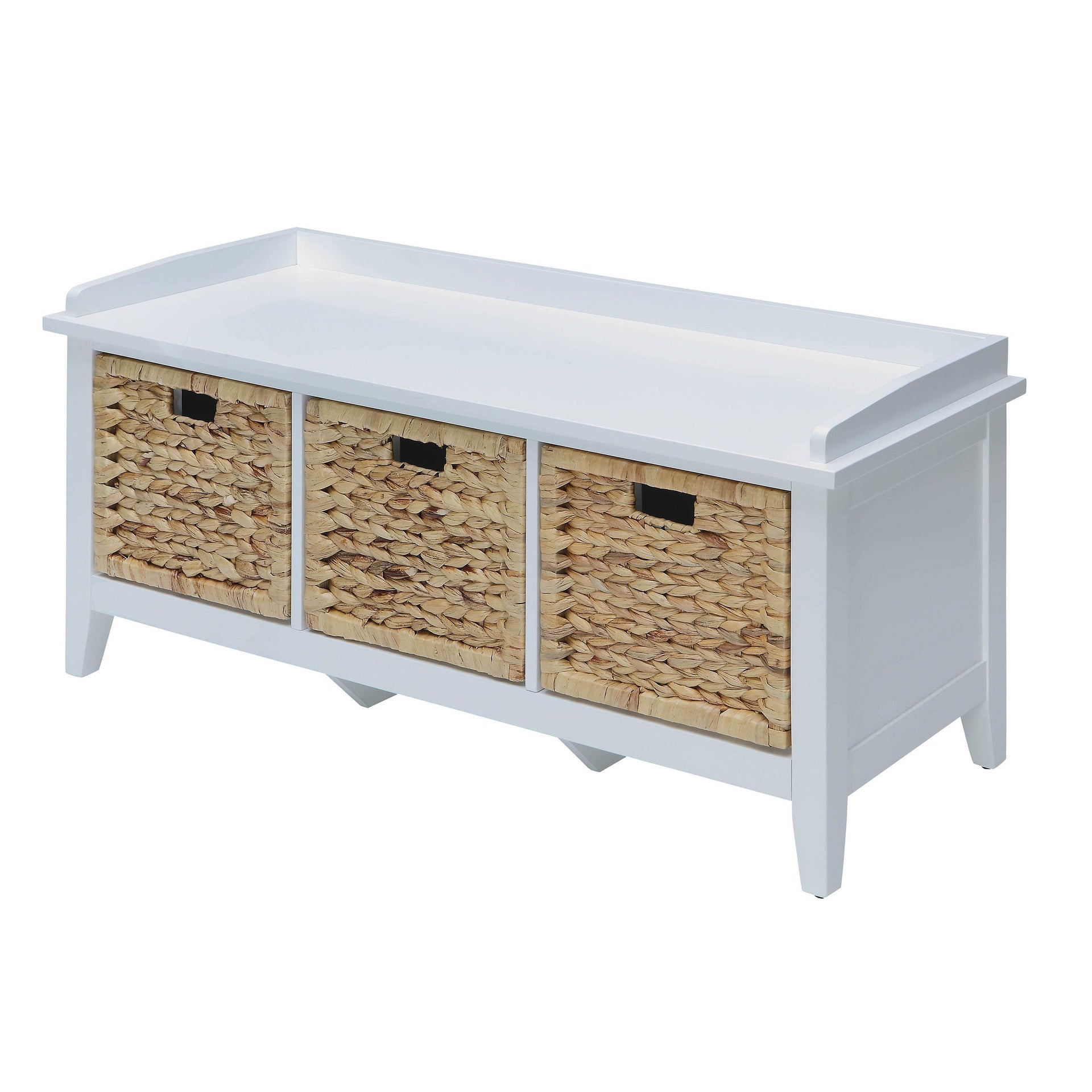 Beige and White Bench with 3-Drawer