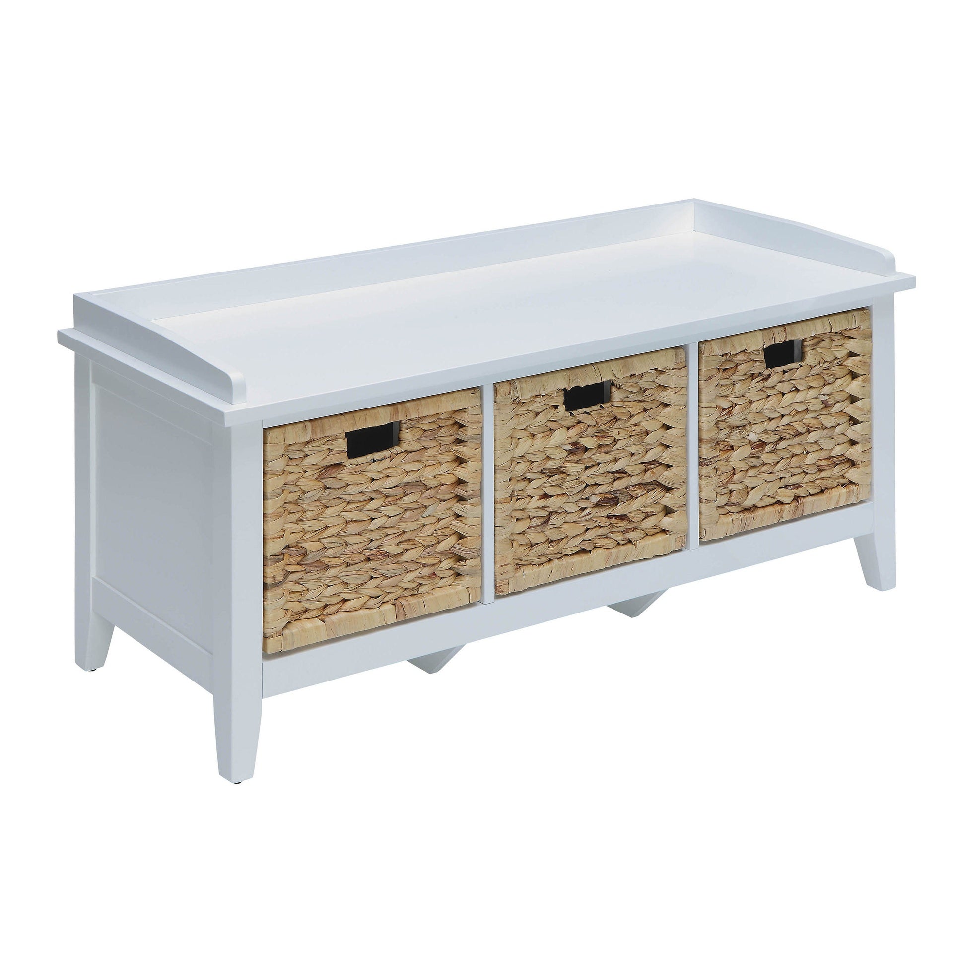 Beige and White Bench with 3-Drawer