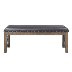 Black and Weathered Cherry Bench with Nailhead Trim