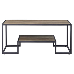 Rustic Oak and Black Coffee Table with Shelf