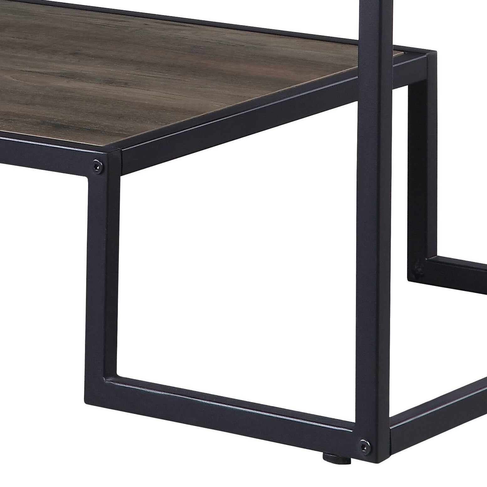 Rustic Oak and Black Coffee Table with Shelf