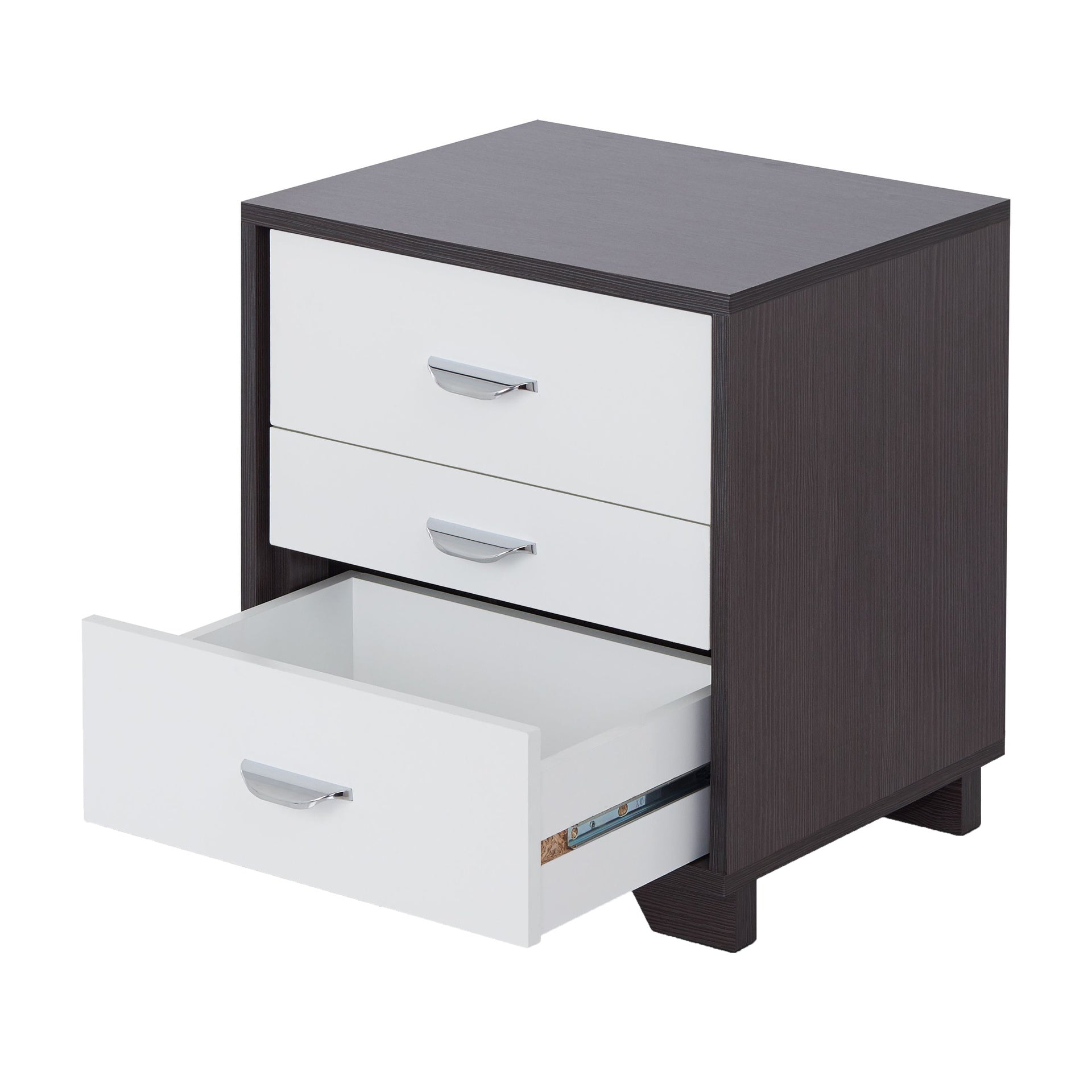 White and Black 3-drawer Rectangular Accent Table