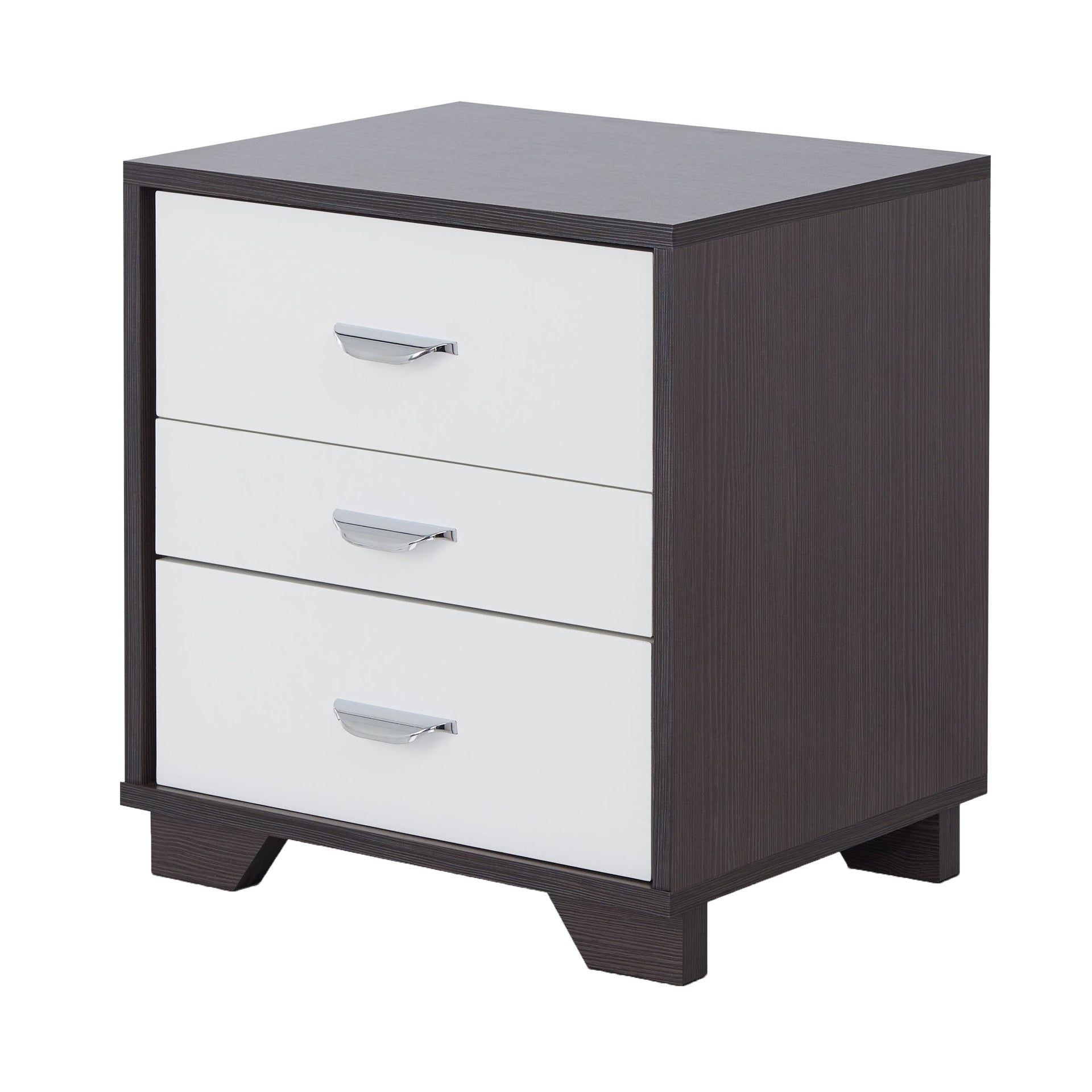 White and Black 3-drawer Rectangular Accent Table