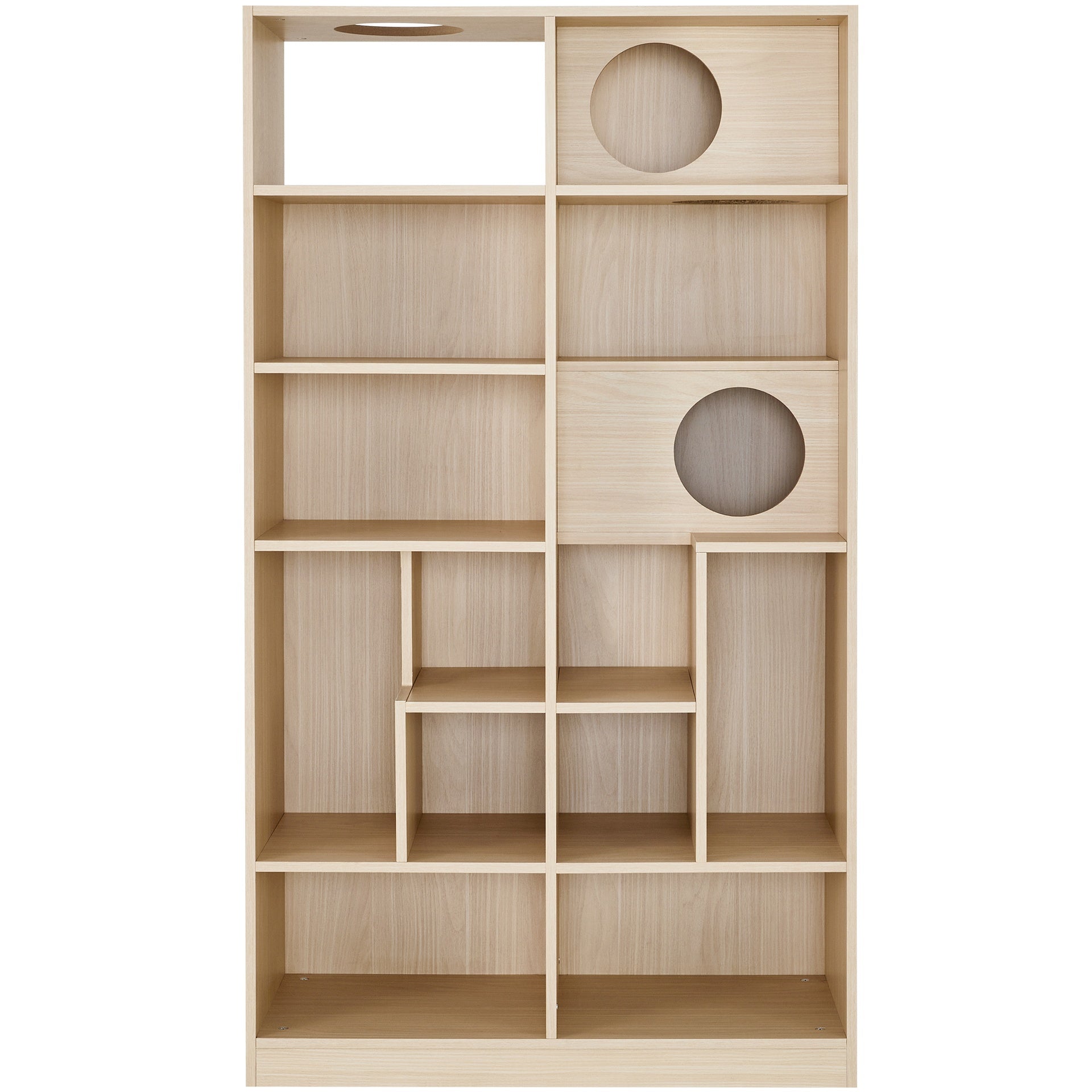 Modern 2 IN 1 Wood Bookshelf  Cat House, Cat Tree Display Case with Storage, Cat Litter Box Enclosure Climbing Shelf