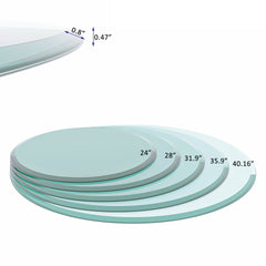 32" Inch Round Tempered Glass Table Top Clear Glass 1/2" Inch Thick Beveled Polished Edge (Old Sku:W126560360)