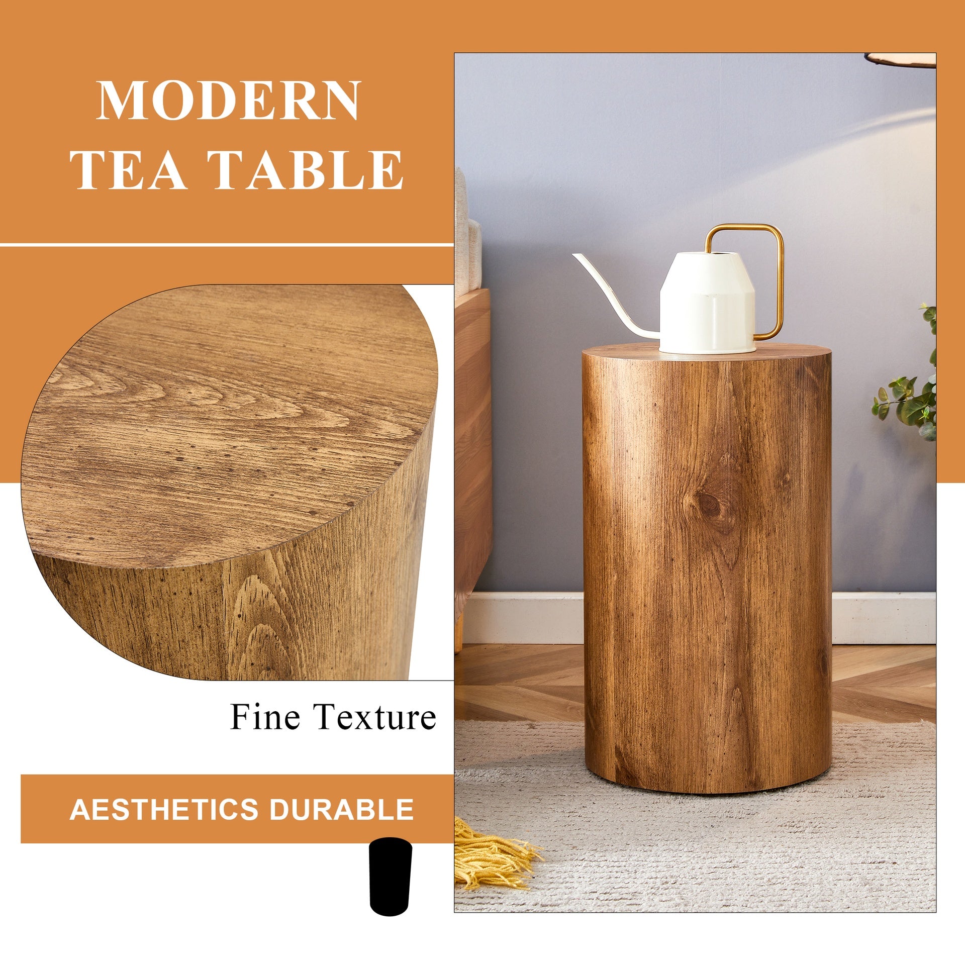The cylindrical table with its patterned design can be easily integrated into a variety of interior styles, from coffee tables to small dining tables, workbenches or makeshift writing desks.