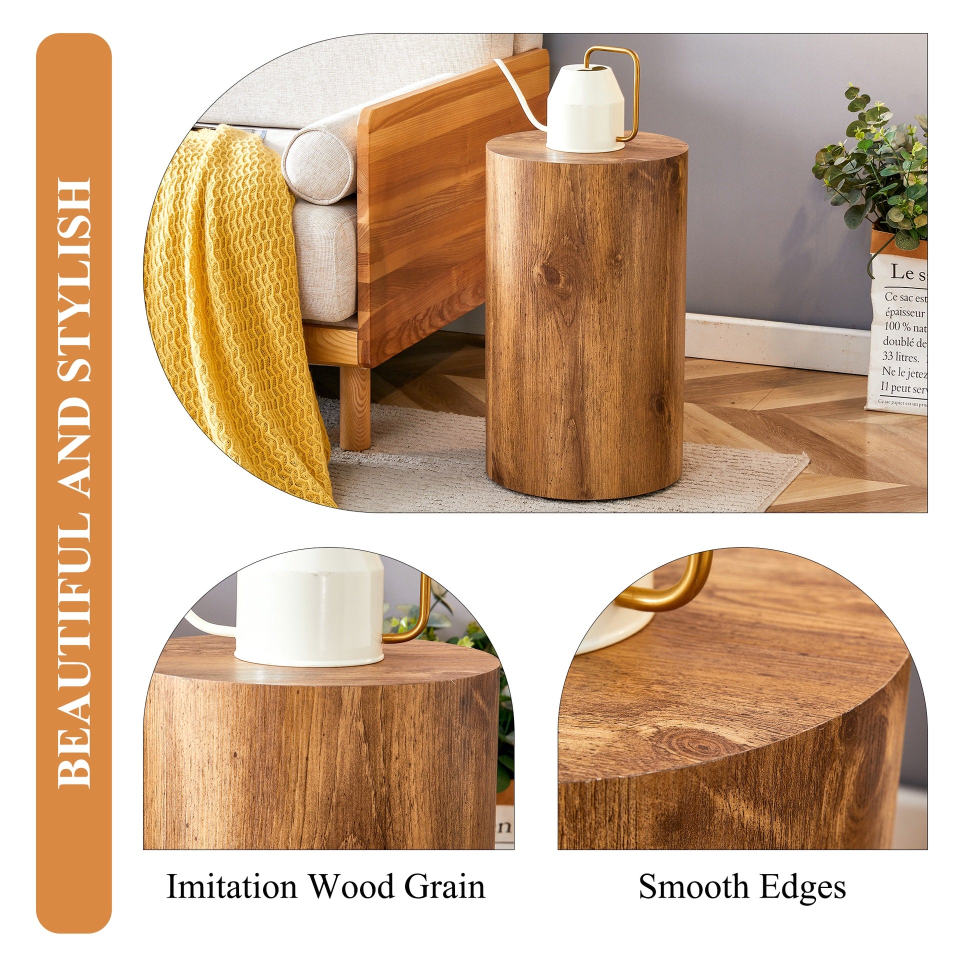 The cylindrical table with its patterned design can be easily integrated into a variety of interior styles, from coffee tables to small dining tables, workbenches or makeshift writing desks.