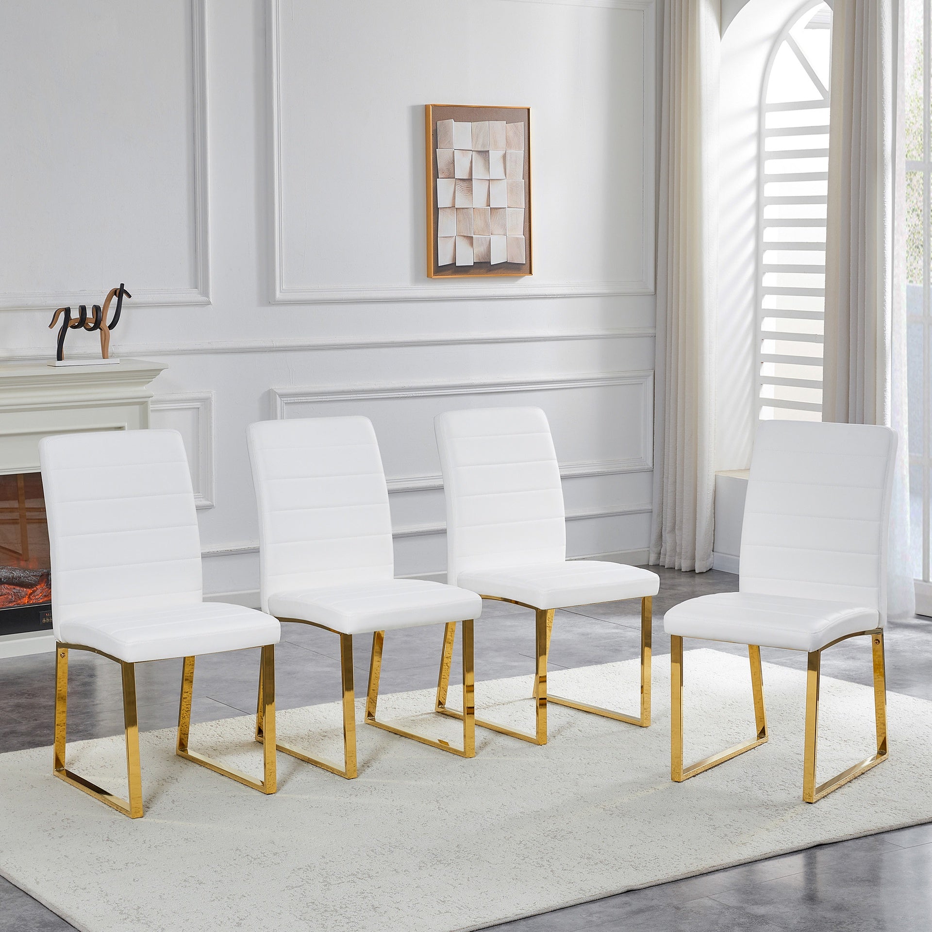 4-Pack - Heavy-duty chairs set: 2.1" thick cushion, iron frame, perfect for home or office. Classic colors, great value