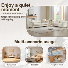 3-Seater + 2-Seater Combination Sofa Chesterfield Classic Rolled Arm Velvet Modern Combination Sofa Suitable for Apartment Living Rooms, Family Living Rooms, and Offices.Beige
