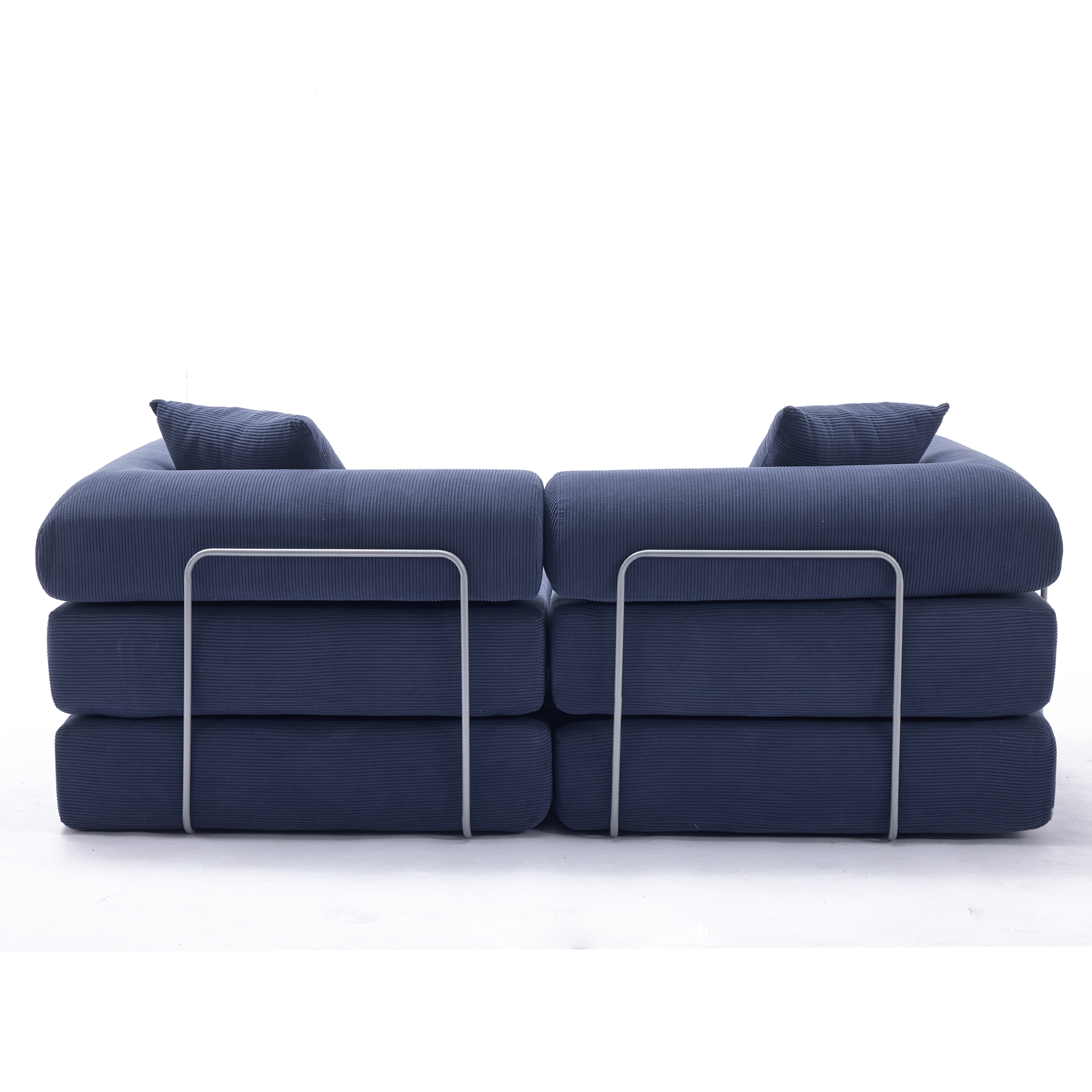 Modular Couch Sofa Bed for Apartment,Convertible Sofa Bed,Fixed-Shape Frame & Removable Armrests,Folding Mattress Couch for Small Spaces ,No Assembly ,Corduroy,Blue
