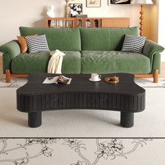 Lift Top Coffee Table for Living Room 42" - Fluted Panel Hidden Storage, Silent Hydraulic Lift, Curved Safety Corners, 5 Min Assembly (27"W x 13-18.9"H, Black)