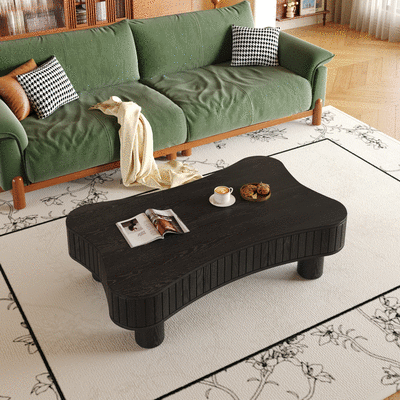 Lift Top Coffee Table for Living Room 42" - Fluted Panel Hidden Storage, Silent Hydraulic Lift, Curved Safety Corners, 5 Min Assembly (27"W x 13-18.9"H, Black)