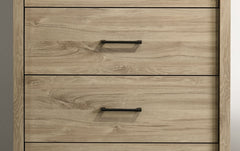 Celeste 32"W Light Oak Finish 4-Drawer Chest with Black Handles