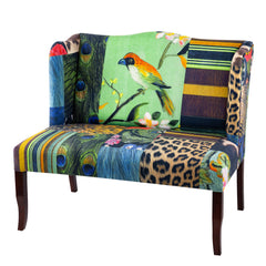 44x25x38" Vesta Bird Collage Print Settee