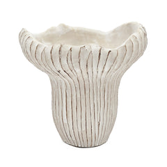 9.3x9x8.7" Sand and Cement Coral Planter with Textured Beige Finish