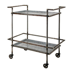 30.7x17.1x34.6" Percy Galvanized Metal Bar Cart in Gray & Black