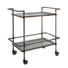 30.7x17.1x34.6" Percy Galvanized Metal Bar Cart in Gray & Black