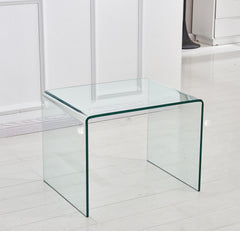 Transparent End Table,Tempered Clear Bent Glass SideTable