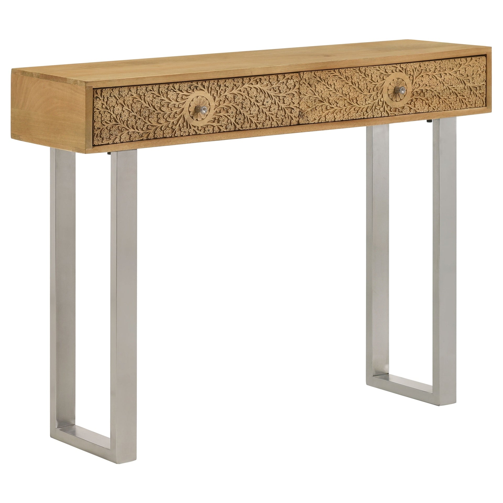 Harmony Natural and Silver 2-Drawer Console Table