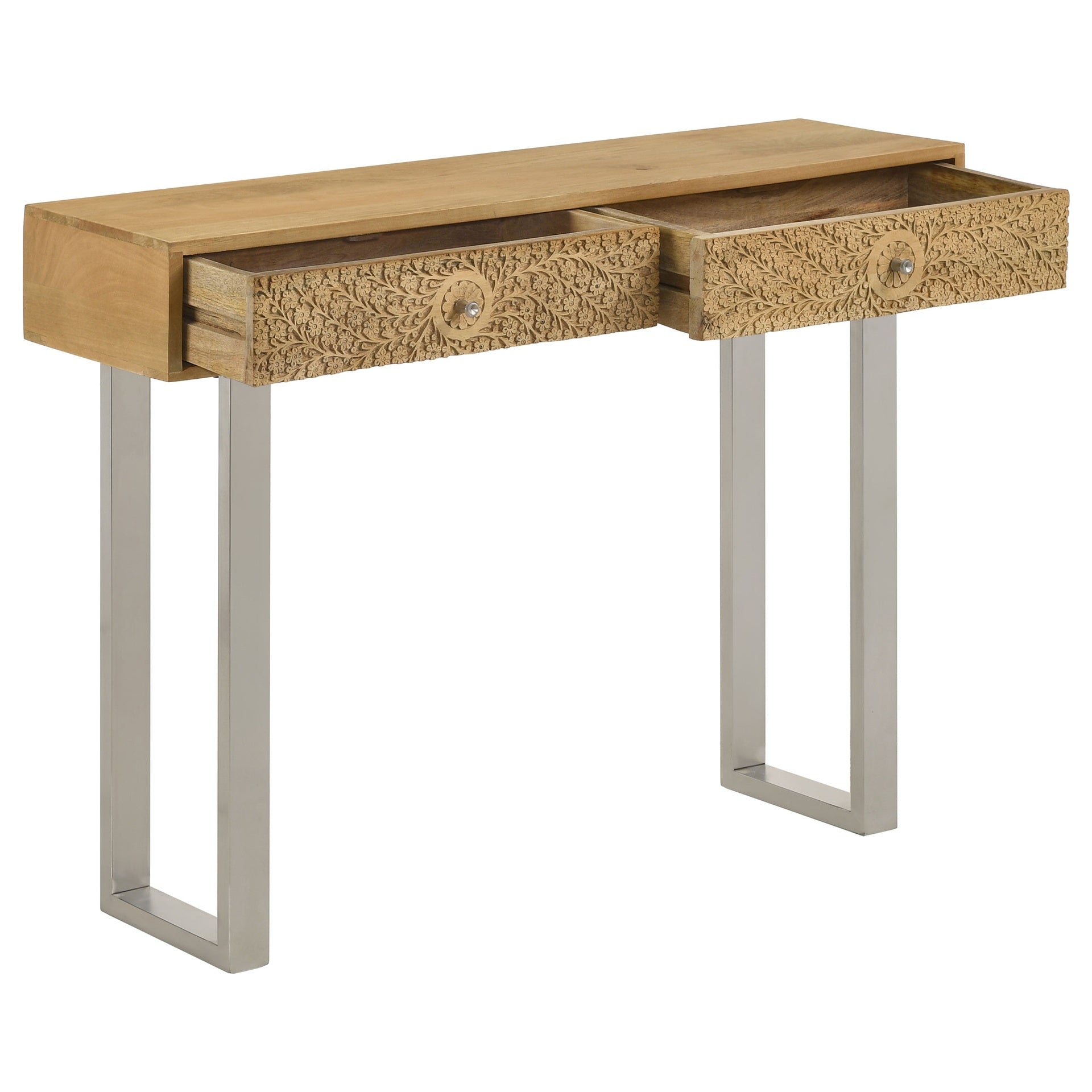 Harmony Natural and Silver 2-Drawer Console Table