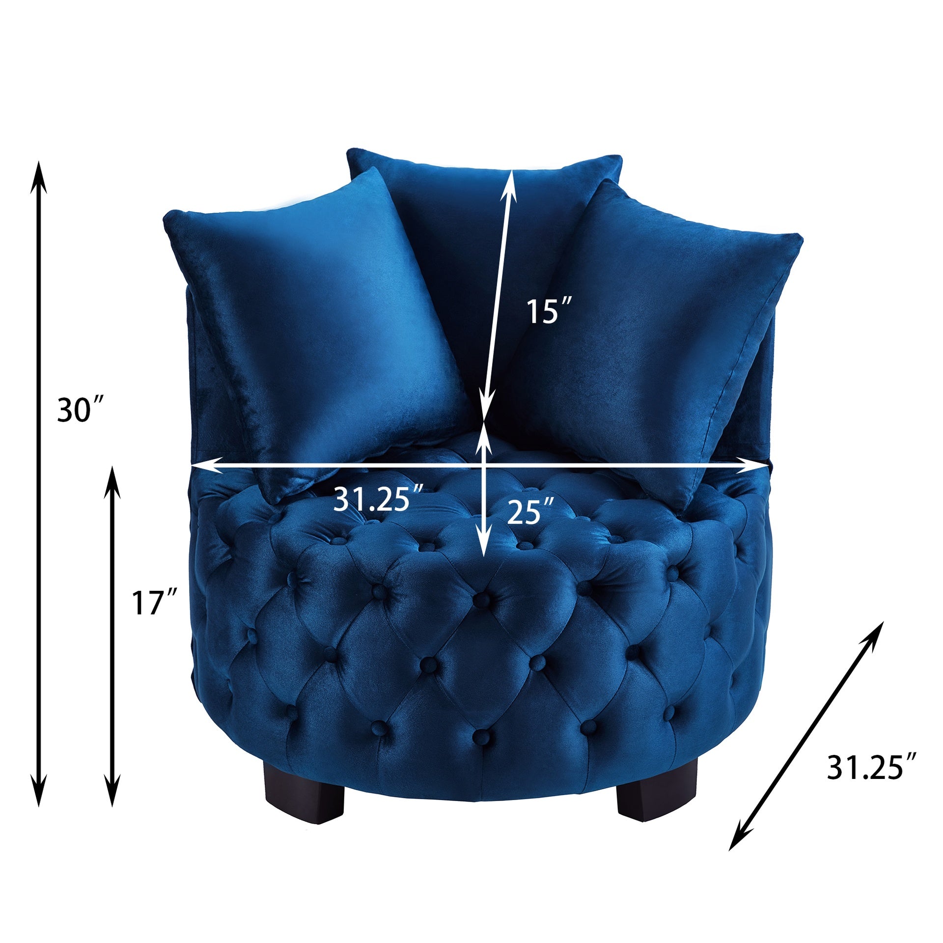 Contemporary Upholstered Tufted Leisure Chair Accent Chair,Navy