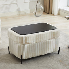 30.3" W Corduroy Upholstered  Storage Bench Large Ottoman  For Living Room, Entryway, Hallway,Ivory