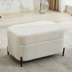 30.3" W Corduroy Upholstered  Storage Bench Large Ottoman  For Living Room, Entryway, Hallway,Ivory
