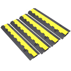 Cable Protector Ramp, 2 Channels Speed Bump Hump, Rubber Modular Speed Bump Rated 5500LBS Load Capacity, Protective Wire Cord Ramp Driveway Rubber Traffic Speed Bumps Cable Protector,4 Packs